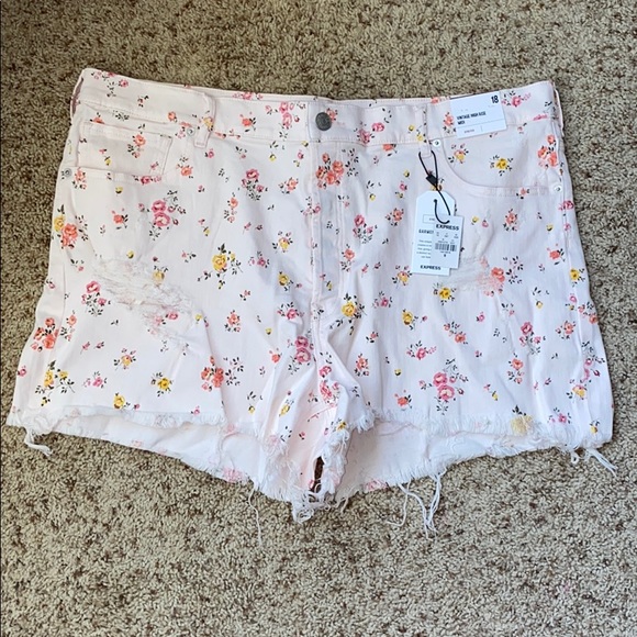 Express Pants - 💜SALE💜NWT Express pink floral pattern shorts -18
